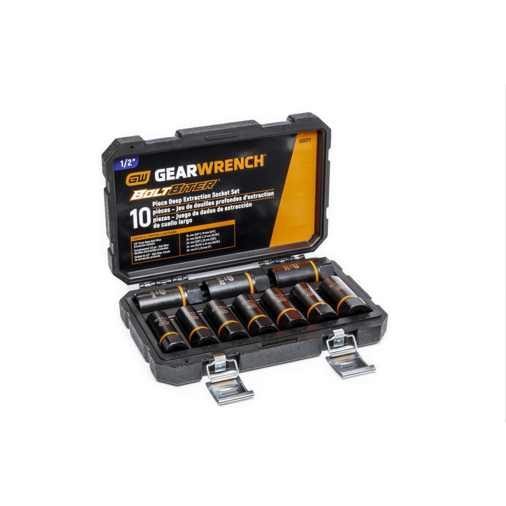 GEARWRENCH 10Pc 1/2in. Drive Bolt Biter™ Deep Extraction Socket Set