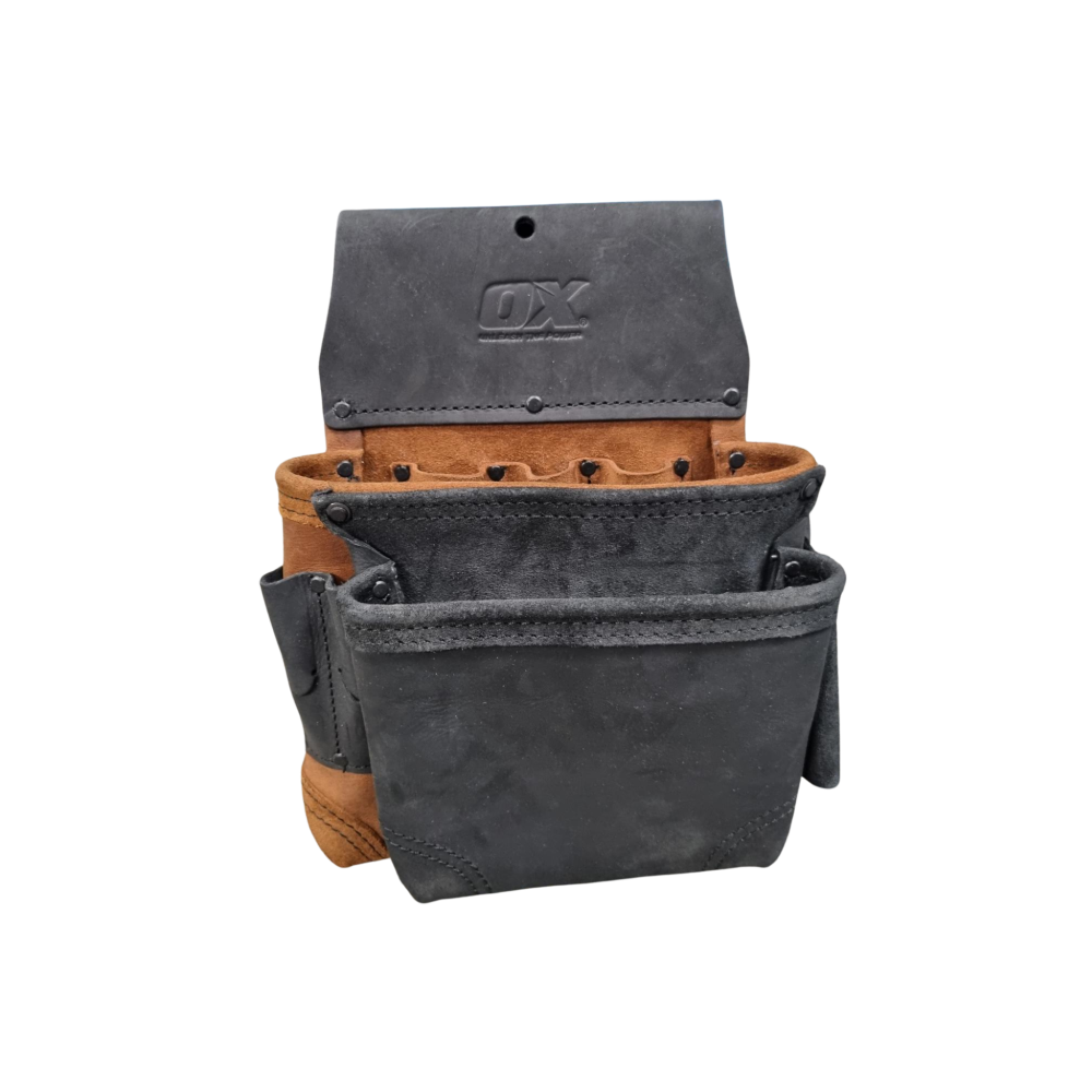 OX Pro Tan & Black Leather Tradies Pouch - 8 Pocket