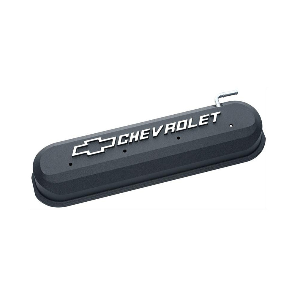 Proform Valve Cover Chev LS Black Die Cast Bowtie-Chevrolet Emblem Pair#141-262