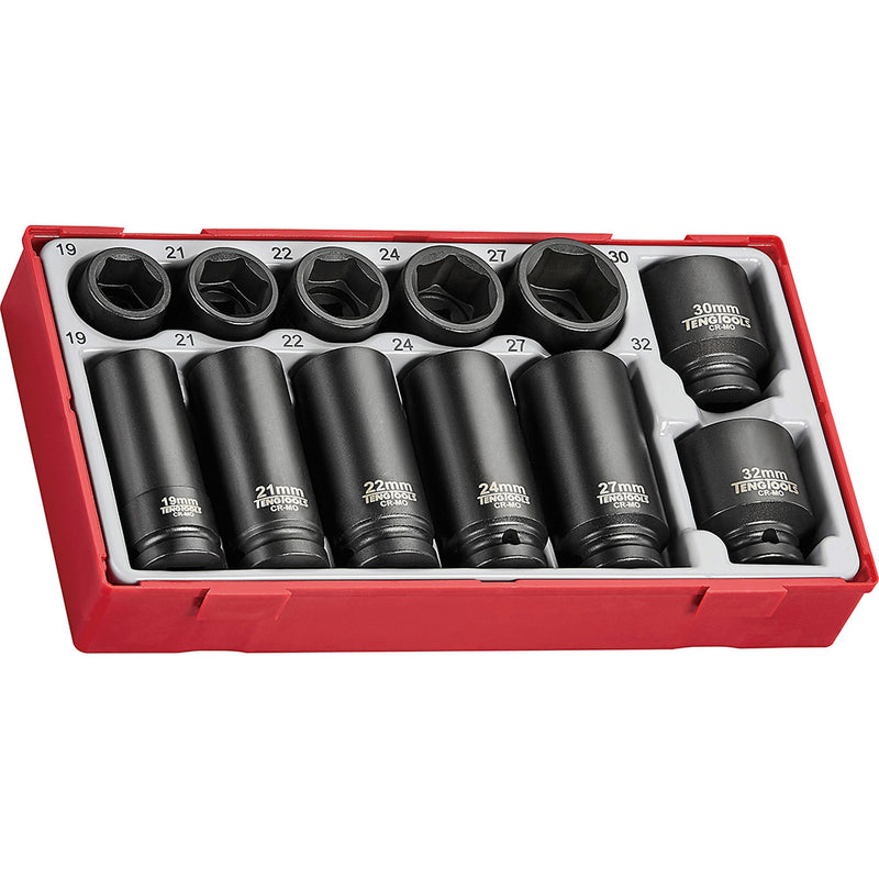 Teng 12Pc 1/2in Dr. Impact Socket Set - Tc-Tray