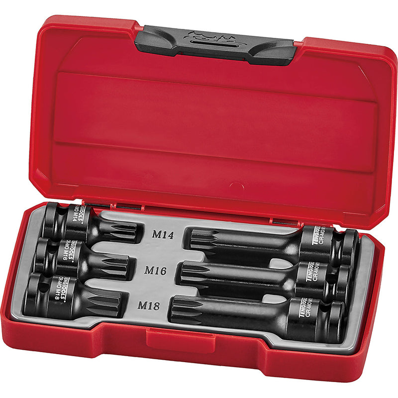 Teng 6Pc 1/2in Dr. Spline Impact Socket Set