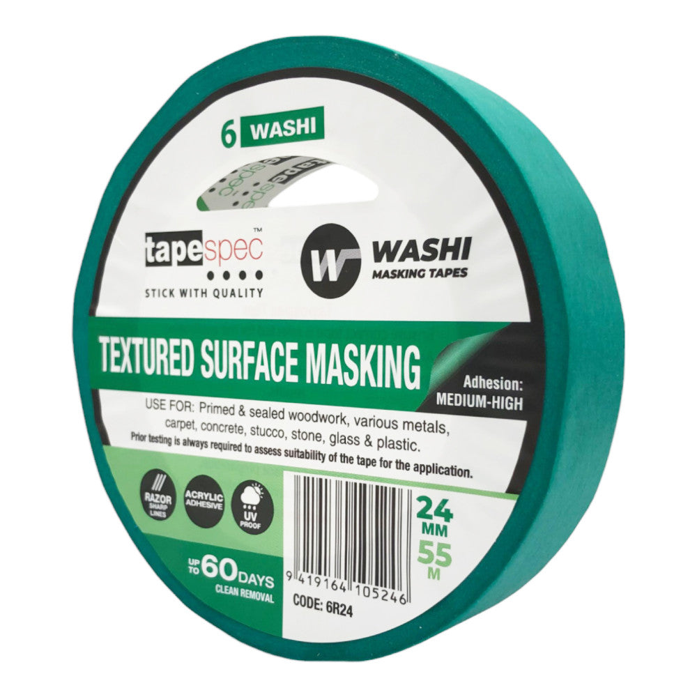 No.6 Green Textured Masking Tape - 24mm x 55m