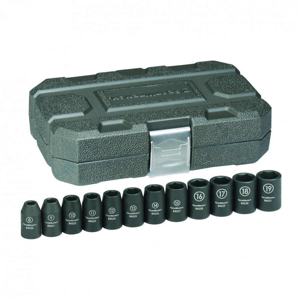 GEARWRENCH 12Pc 1/2" Drive 6 Point Standard Impact Metric Socket Set