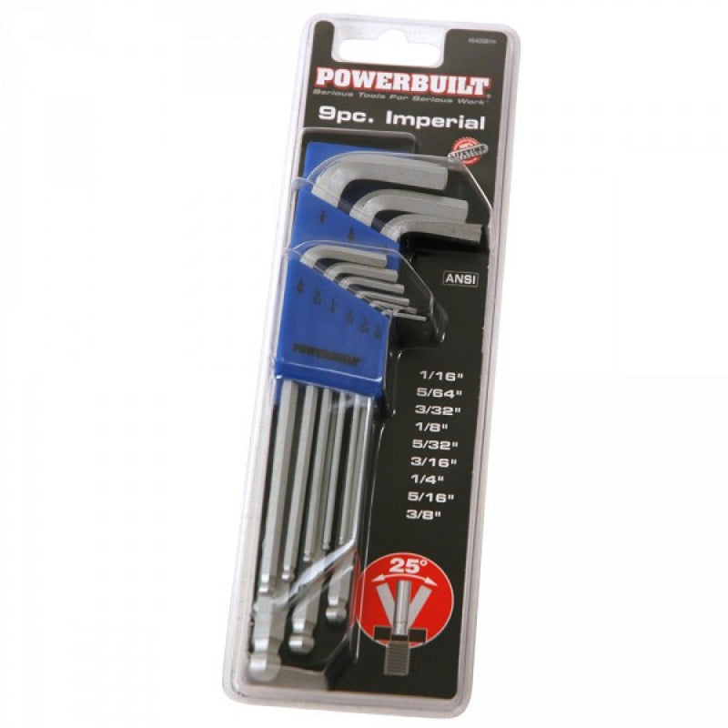 Powerbuilt 9Pc Imperial Ball End Hex Key Set