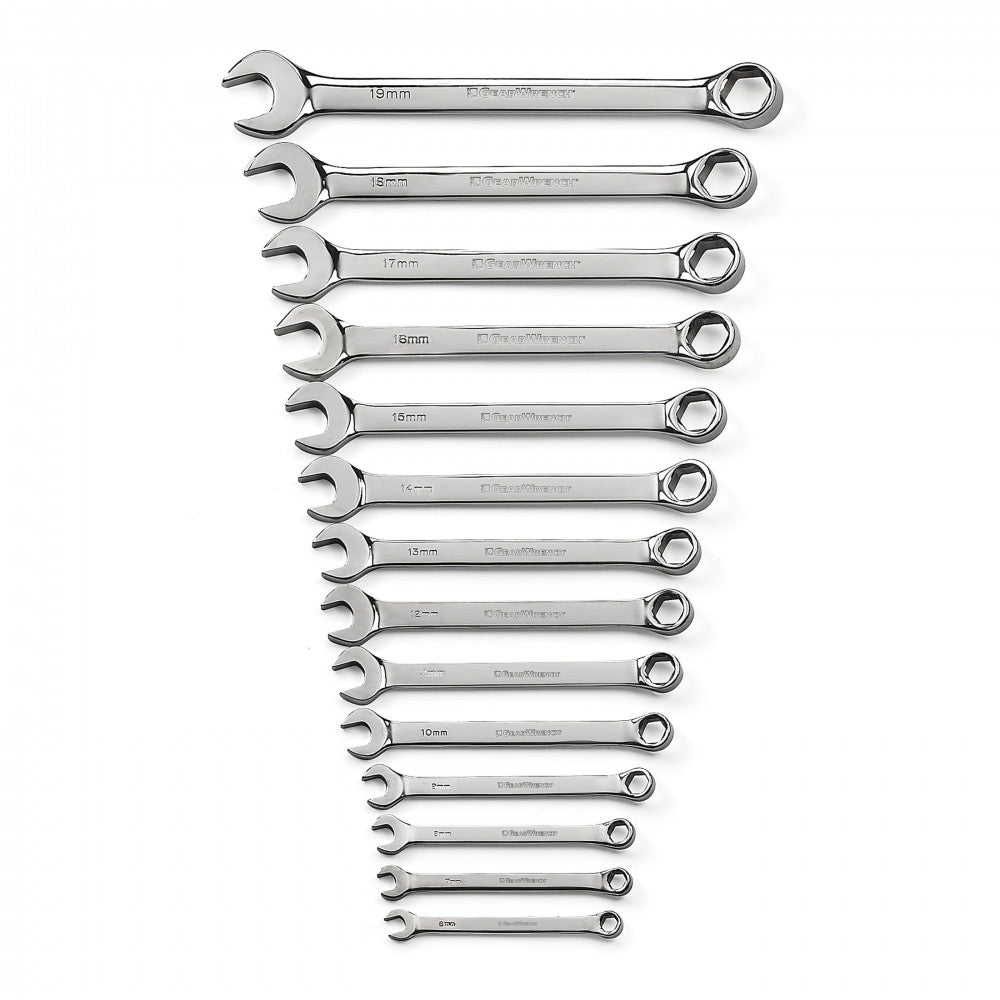 GearWrench Wrench Set Combination Non-Ratcheting 6Pt Roll MET 14Pc