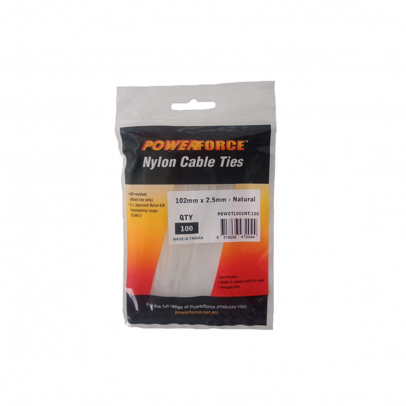 Cable Tie Natural 102mm x 2.5mm Nylon 1000pk