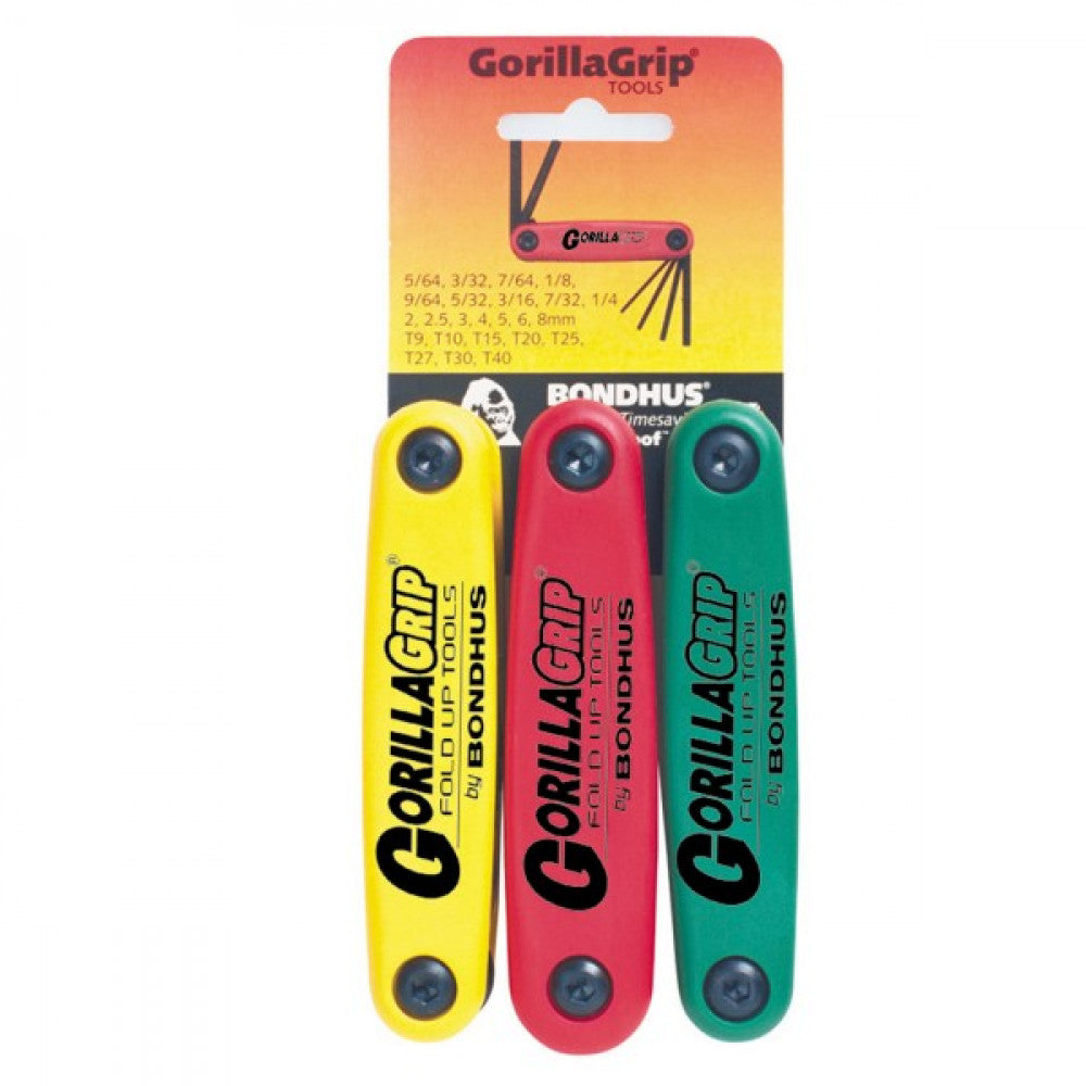 24 Piece Bondhus Fold Up Hex Gorillagrip 3Pk