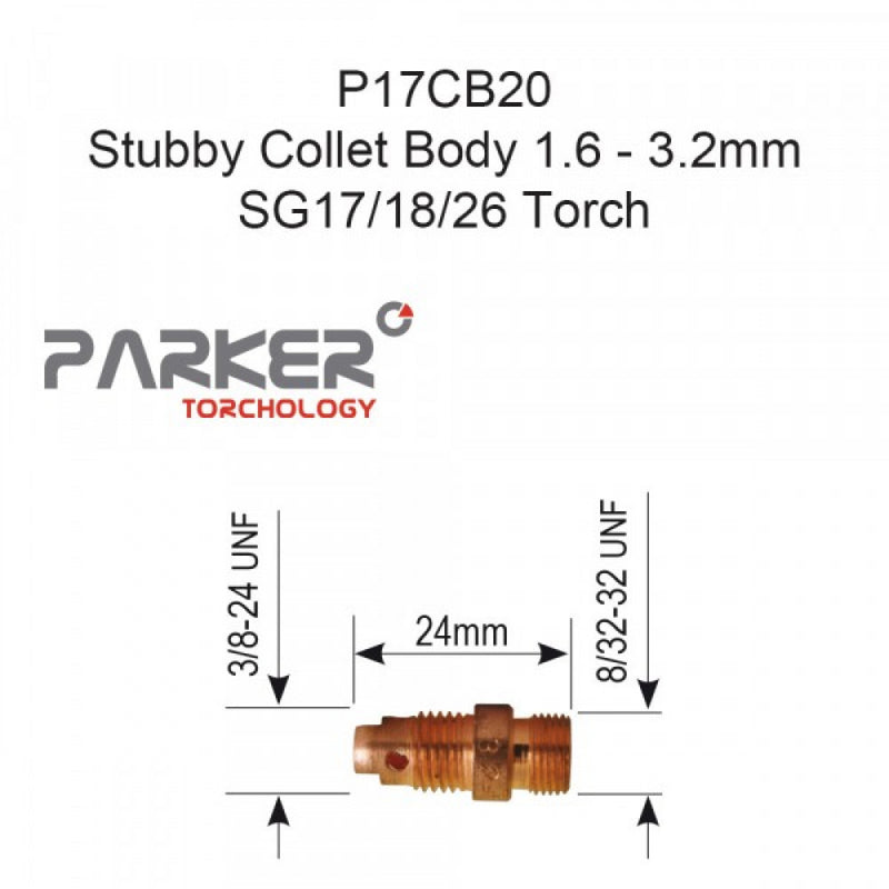 Stubby Collet Body 1.6 - 3.2mm SG17/18/26 Pkt 5