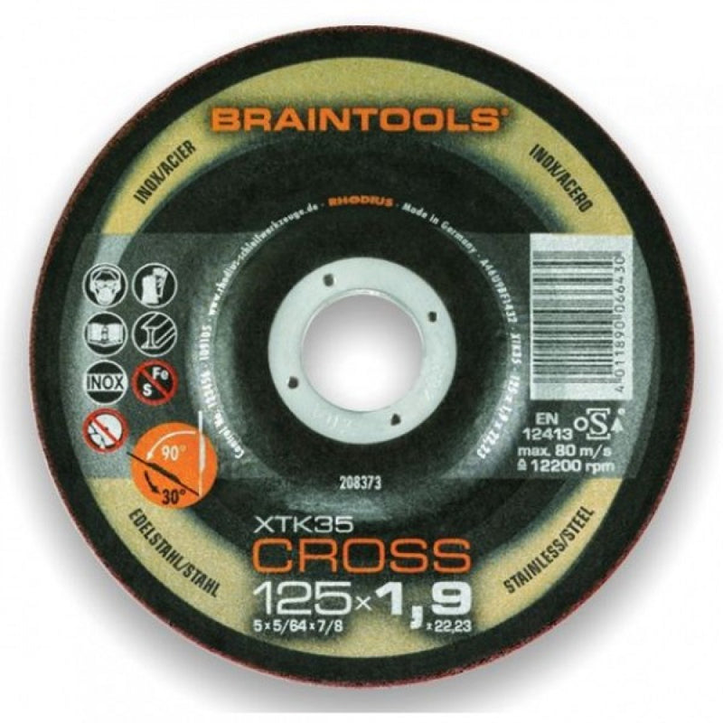 Rhodius BRAINTOOL XT35 CROSS 125x22mm Cut Off Disc - 10 Pack