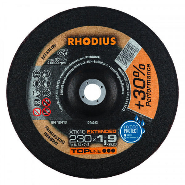 Rhodius 230mm (9”) x 1.9mm TOPline XTK10 Cut Off Disc (Pack Of 25) SPECIAL