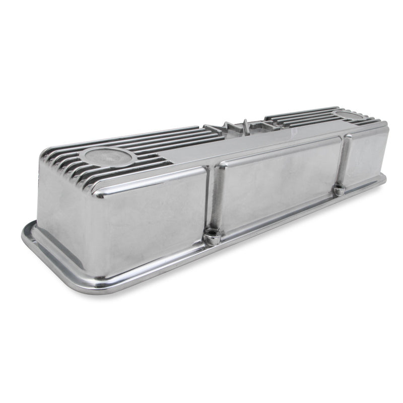 Holley Valve Covers Chev SB Polished - Cast Holley M/T Vintage Series Set