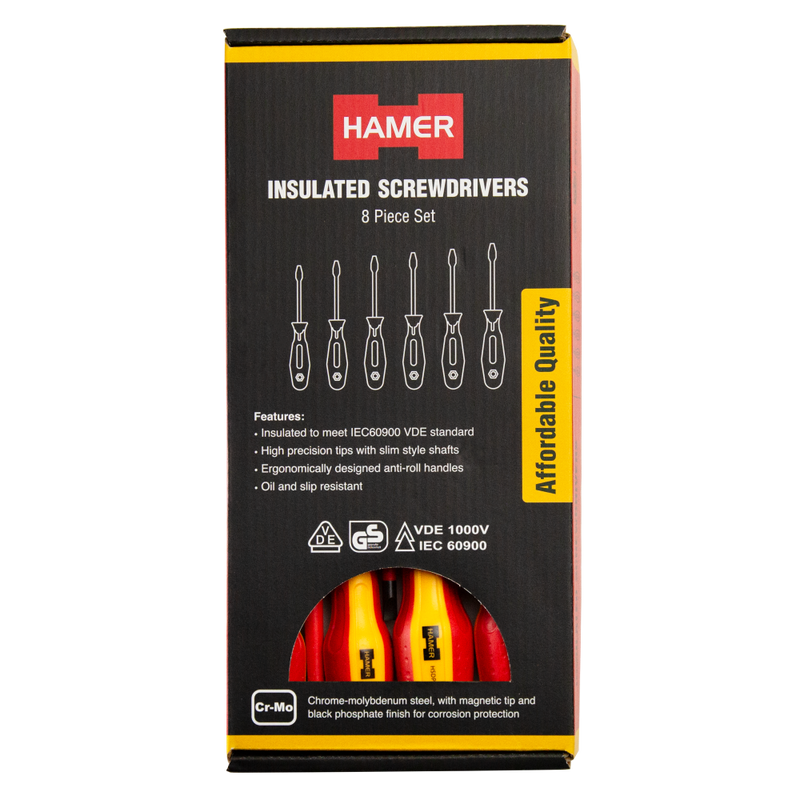 Hamer Tools Screwdriver 8 Piece Set Inc No1 & No2 Sq Drive