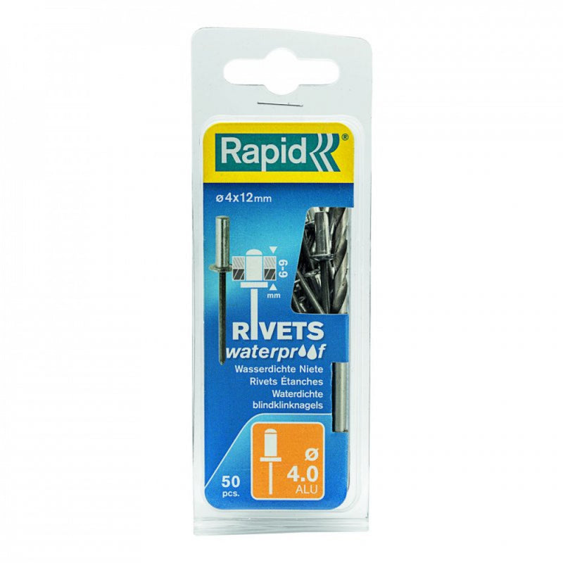 Rapid Rivets 4x12mm Waterproof 50pc + Drill