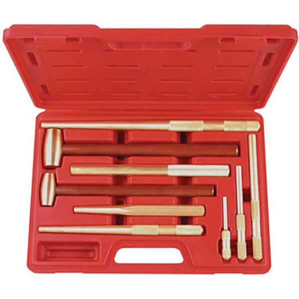 T&E Tools 9Pc Brass Hammer And Punch Set