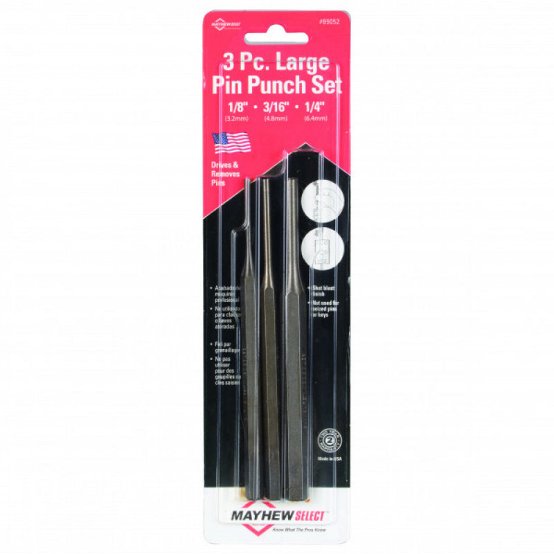 Mayhew Long Pin Punch Set 3Pc