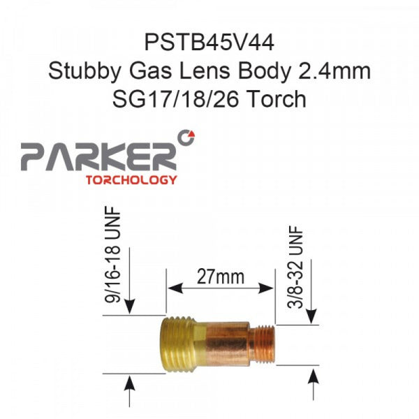 Stubby Gas Lens Body 2.4mm SG17/18/26 Pack Of 5