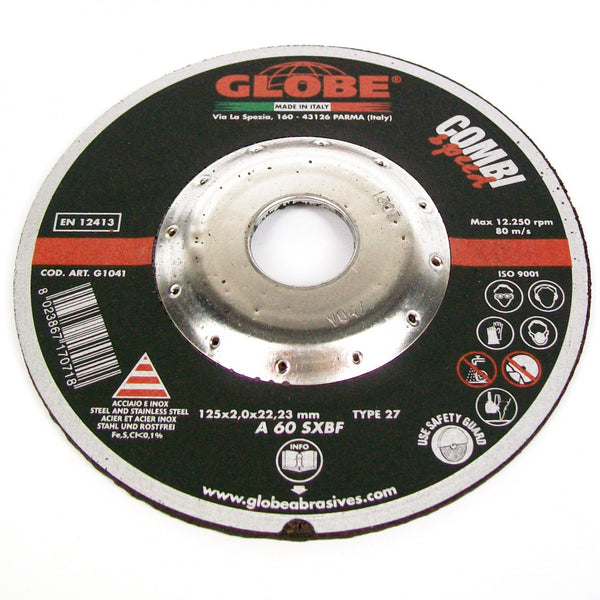 5 Pack 125x2x22 Combi Metal Cut And Grind Disc