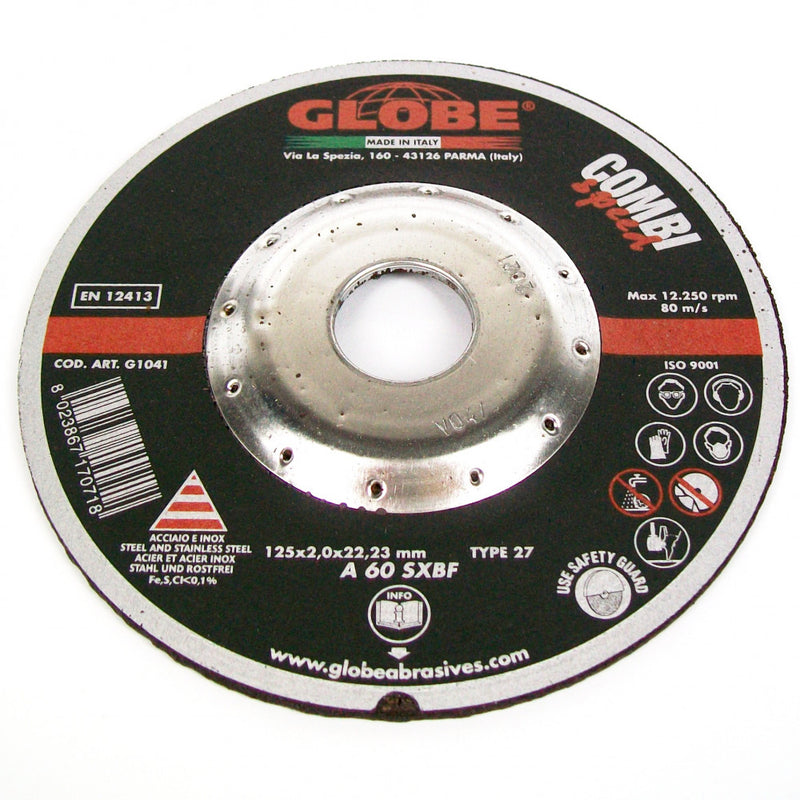 5 Pack 125x2x22 Combi Metal Cut And Grind Disc