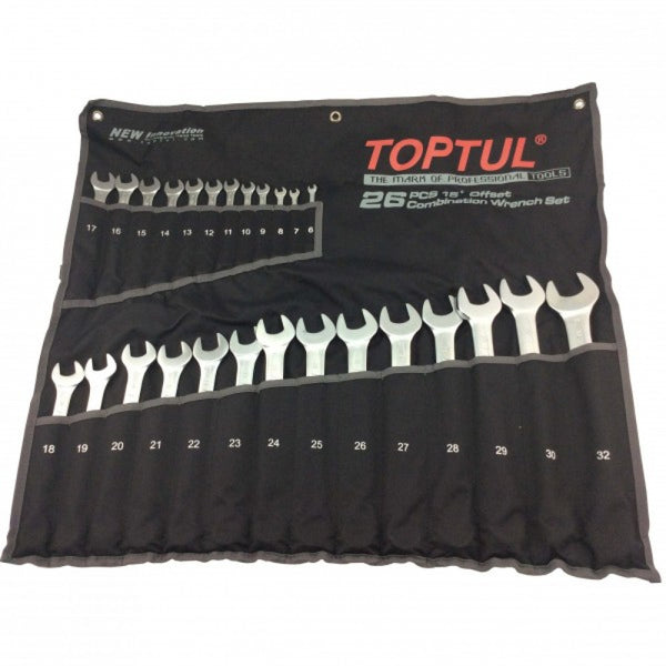 ROE Wrench Set 26Pce 6-32mm In Tool Roll Toptul  GPAB2602