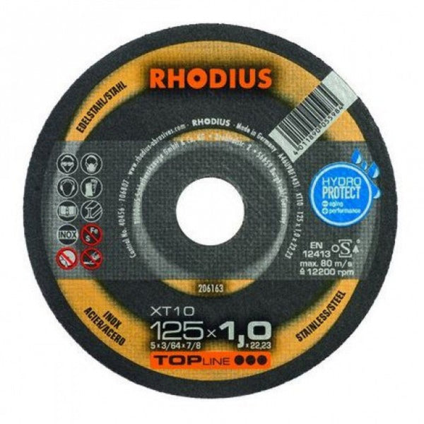 Rhodius TOPline XT10 115x1x22mm Inox Cut Off Disc - 10 Pack