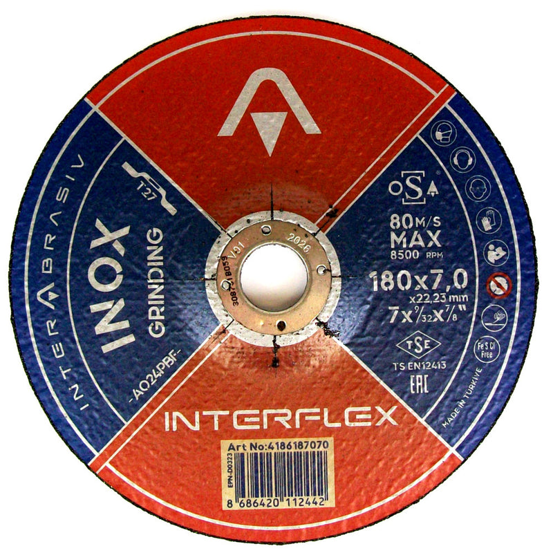 10 Pack Metal Grinding Disc 180mm x 7mm x 22mm
