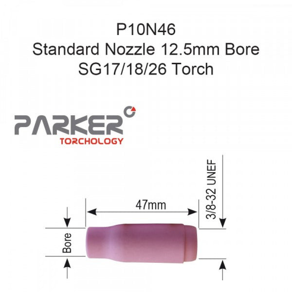 Std TIG Nozzle 12.5mm Bore #8 SG17/18/26 Pkt 10