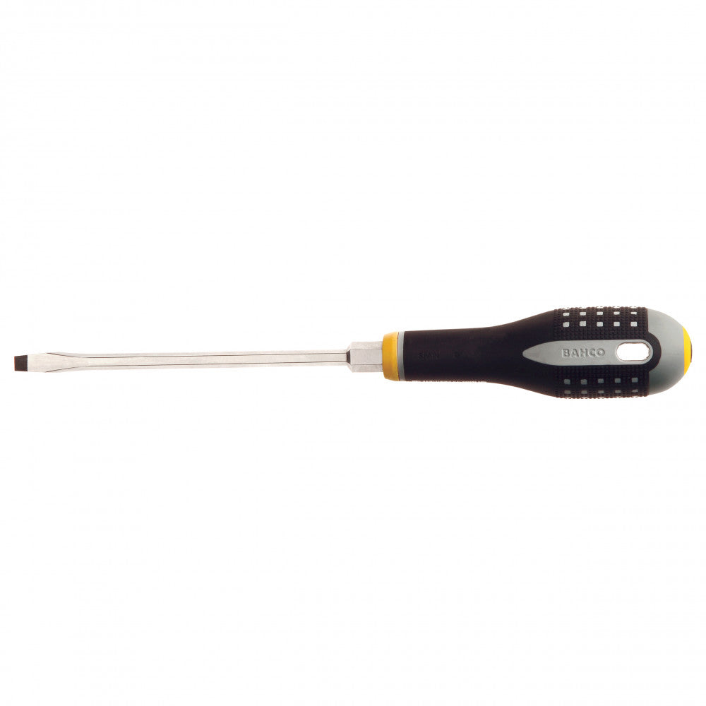 Bahco ERGO™ Bolster Slotted Flat Tipped Screwdriver With Rubber Grip 8mm x 125mm
