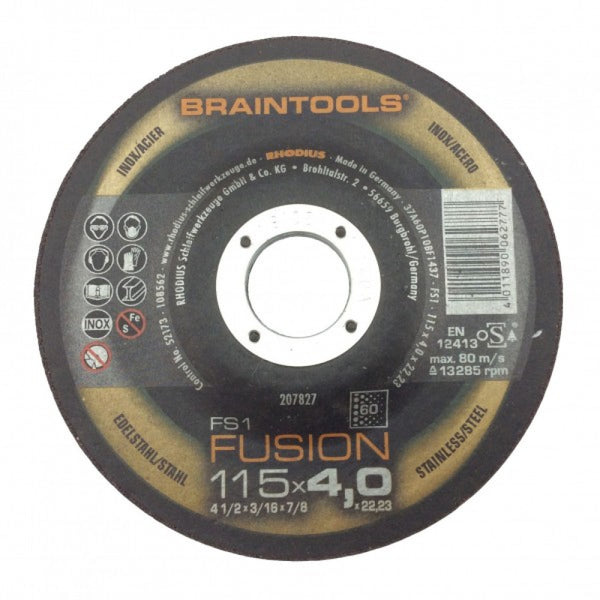 Rhodius BRAINTOOL FS1 115x4.0x22mm 60G Fusion Disc - 10 Pack