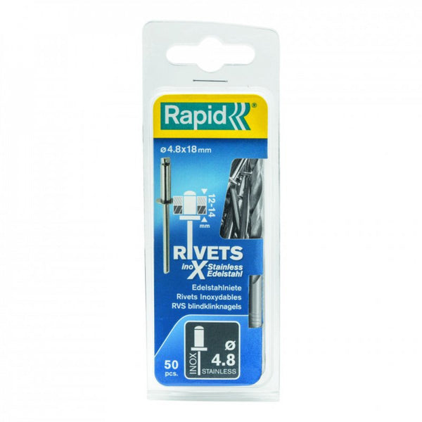 Rapid Rivets 4.8x18mm Stainless Steel 50pc + Drill