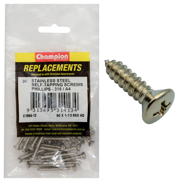 Champion 8G x 1-1/2in S/Tapping Screw -Rsd -Ph -31