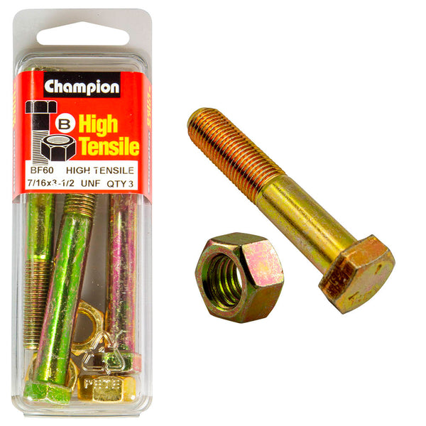 Champion 3-1/2in x 7/16in Bolt And Nut (B) - Gr5