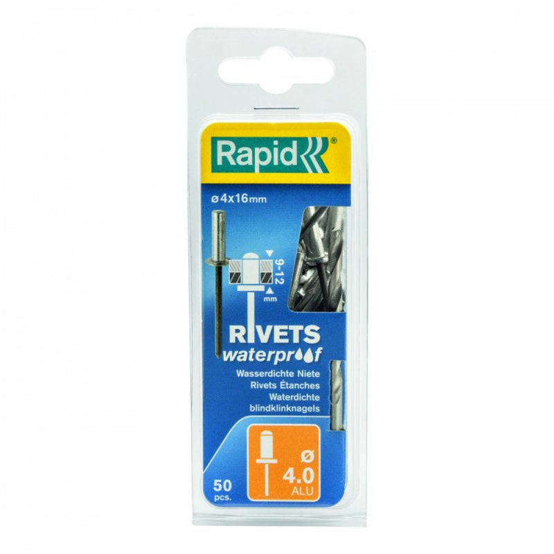 Rapid Rivets 4x16mm Waterproof 50pc + Drill