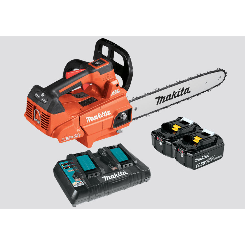 MAKITA 18Vx2 (36V) LXT Brushless 14" Top Handle Chain Saw, Makita Orange Kit