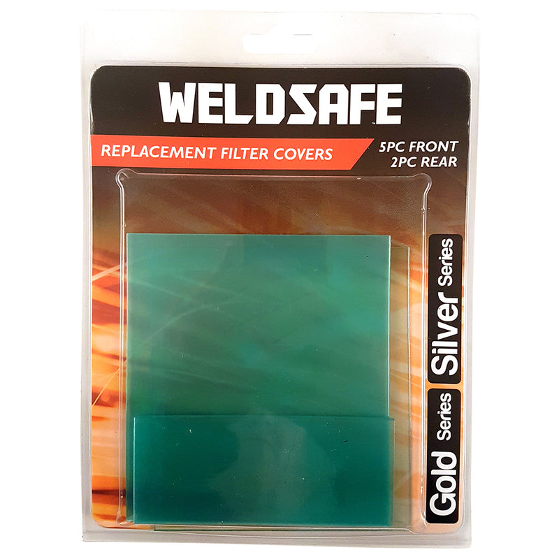 Weldsafe 7pc Welding Helmet Replacement Filter Covers Set - Gold & Silver