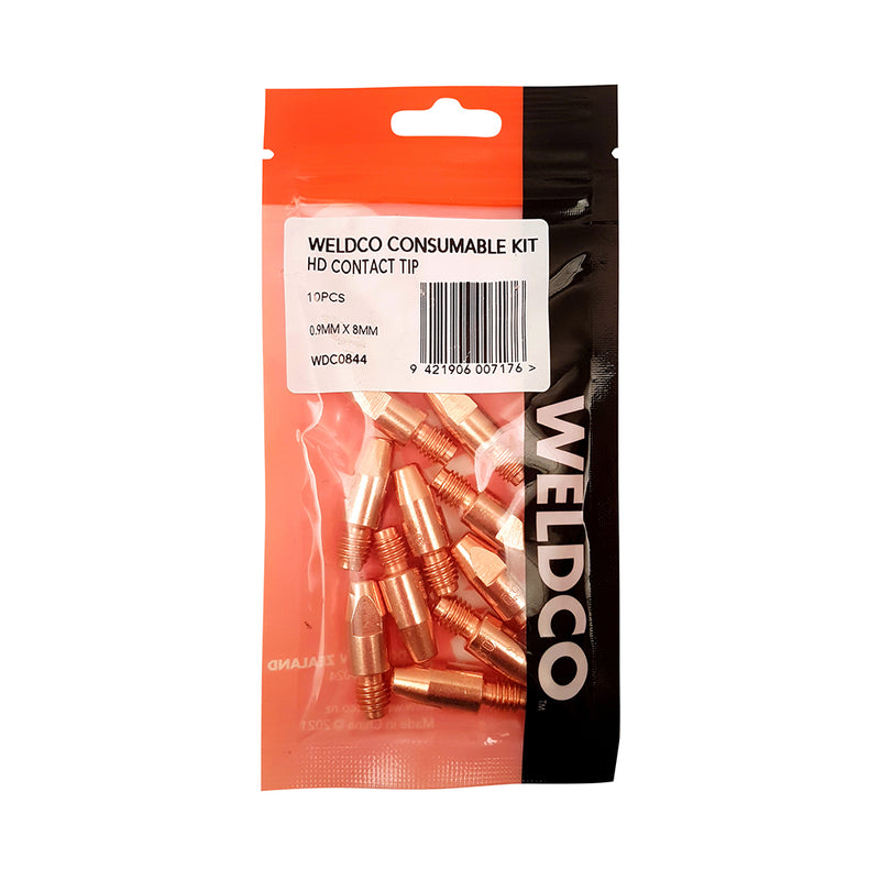 Weldco Consumable Hd Contact Tip 10Pc 0.9mm x 8mm