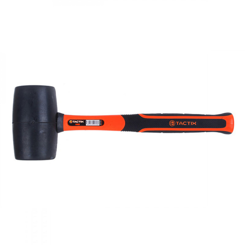 Rubber Mallet 24oz Fibreglass Handle 65mm Diameter Head  Tactix