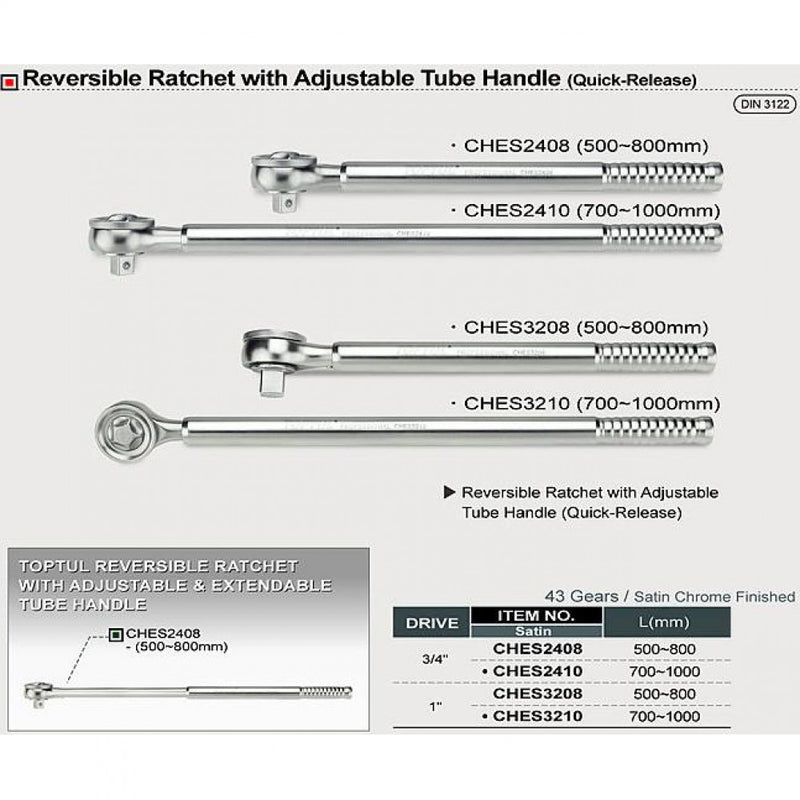 Ratchet 3/4"dr EXT - 800mm 43G Toptul  CHES2408