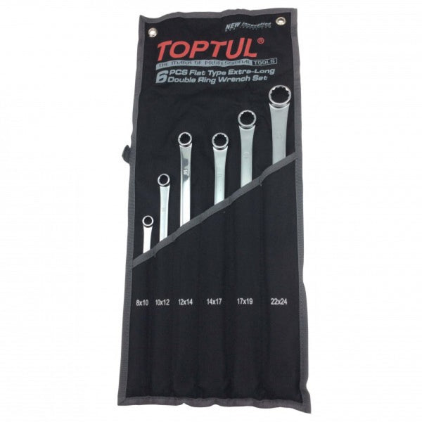 Wrench Set Double Ring Extra Length 6Pce 8-24mm Toptul  GPAP0602