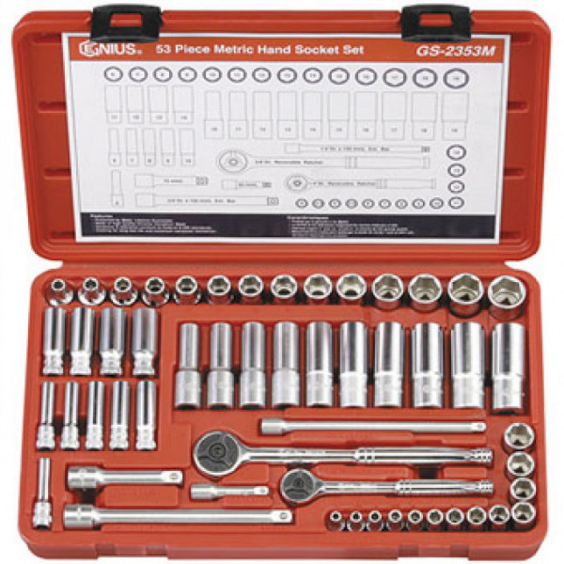 Genius 53Pc Metric 1/4" And 3/8" Drive Standard And Deep Socket Set