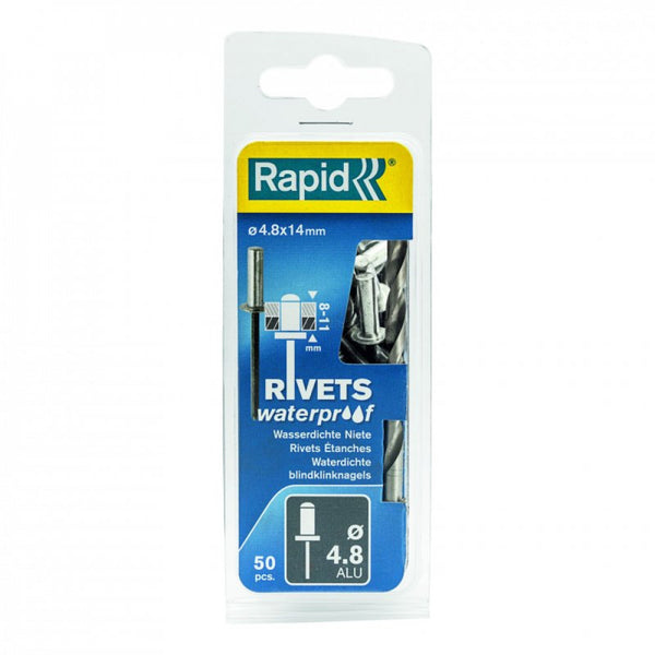 Rapid Rivets 4.8x14mm Waterproof 50pc + Drill