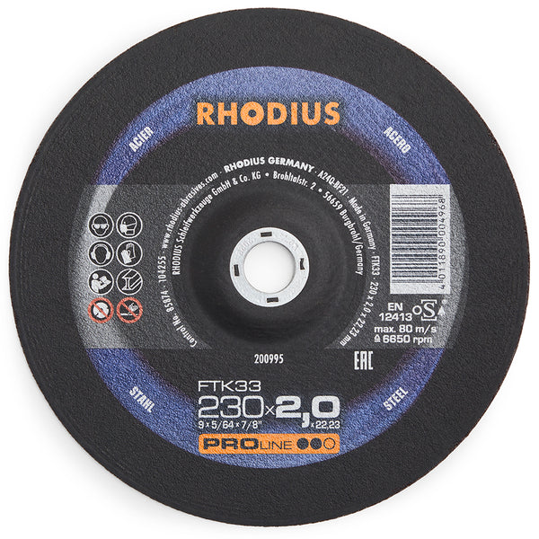 Rhodius PROline FT33 Steel 230x2.0x22 Cut Off Disc - 10 Pack