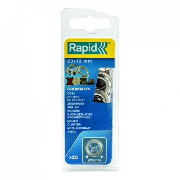 Rapid Grommets 12x23mm + 2 Metal Tools 25pc