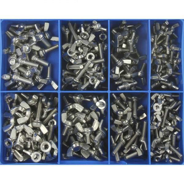 230PC MM WING SCREW & WING NUT ASSORTMENT 316/A4