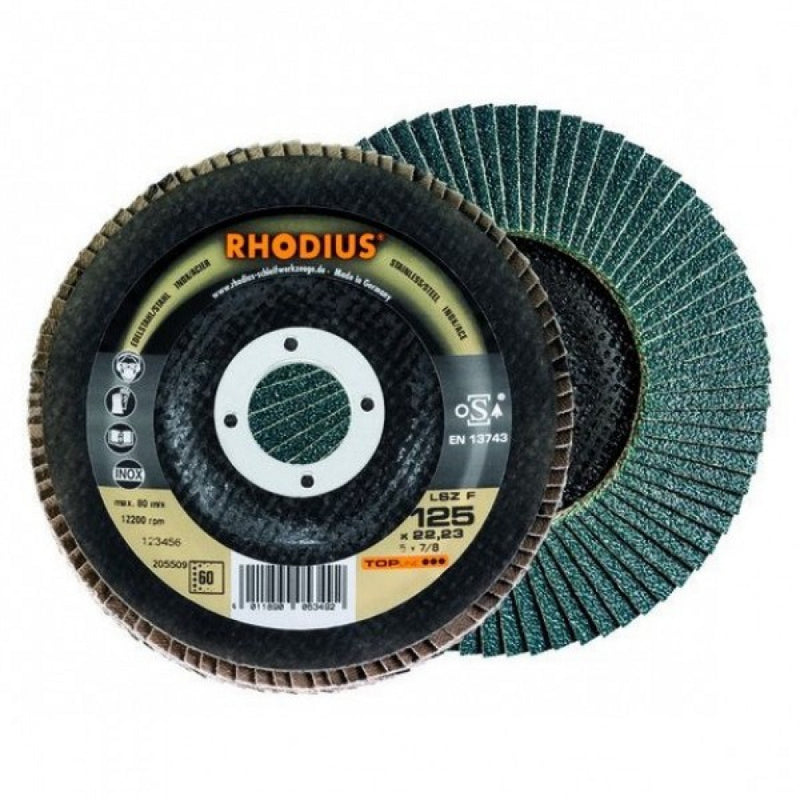Rhodius TOPline LSZ F 125x22 Z60 Flap Disc - 10 Pack