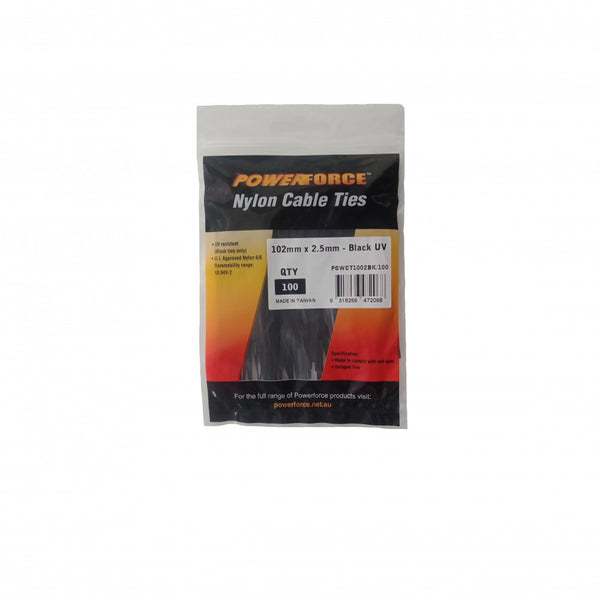 Cable Tie Black 102mm x 2.5mm Nylon UV 1000pk