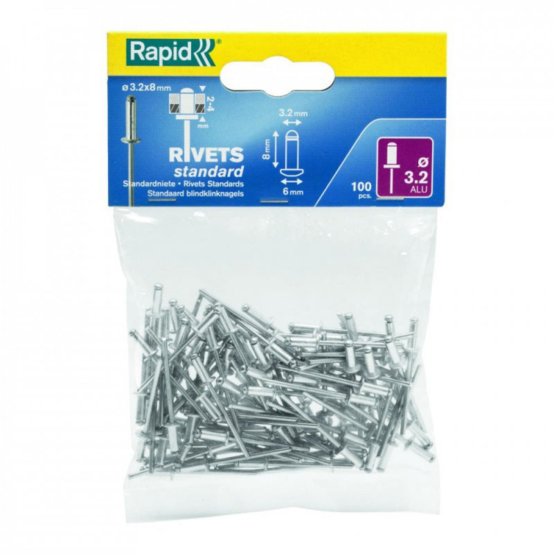 Rapid Rivets 3.2x8mm Standard Alu 100pc