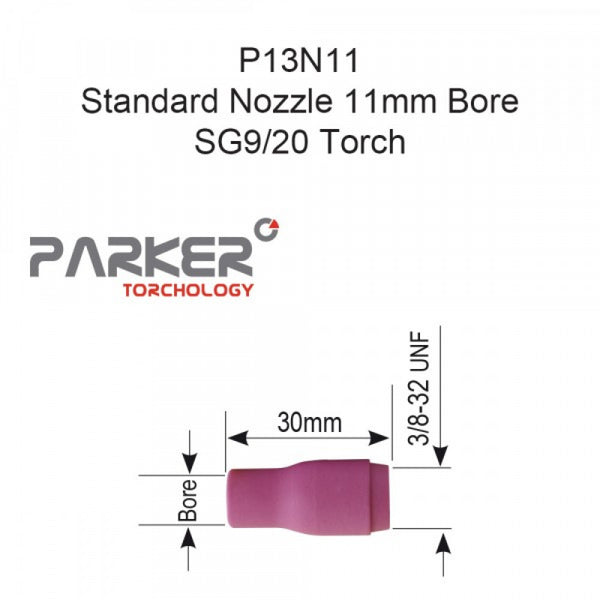 Std TIG Nozzle 11mm Bore  #7 SG9/20 Pkt 10