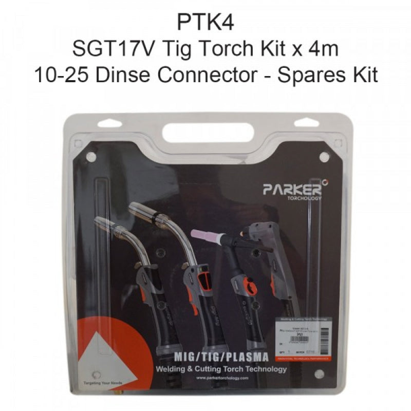 TIG Torch Kit SGT17V x 4m Torch 10-25 Spares