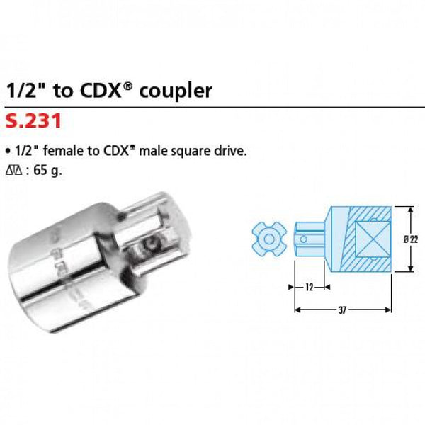 Adaptor Std 1/2"F x CDX Facom S.231