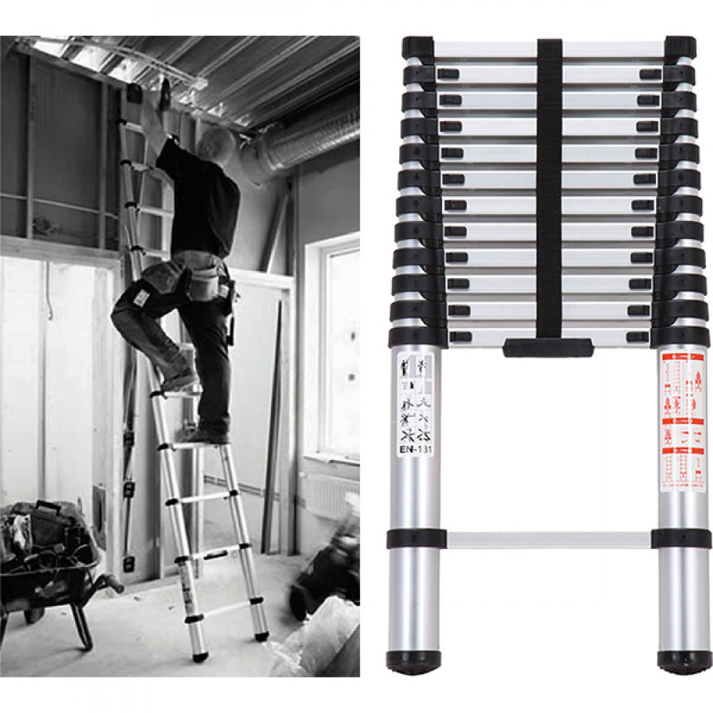 Proequip 3.8M Telescopic Aluminium Ladder 150Kg Ca